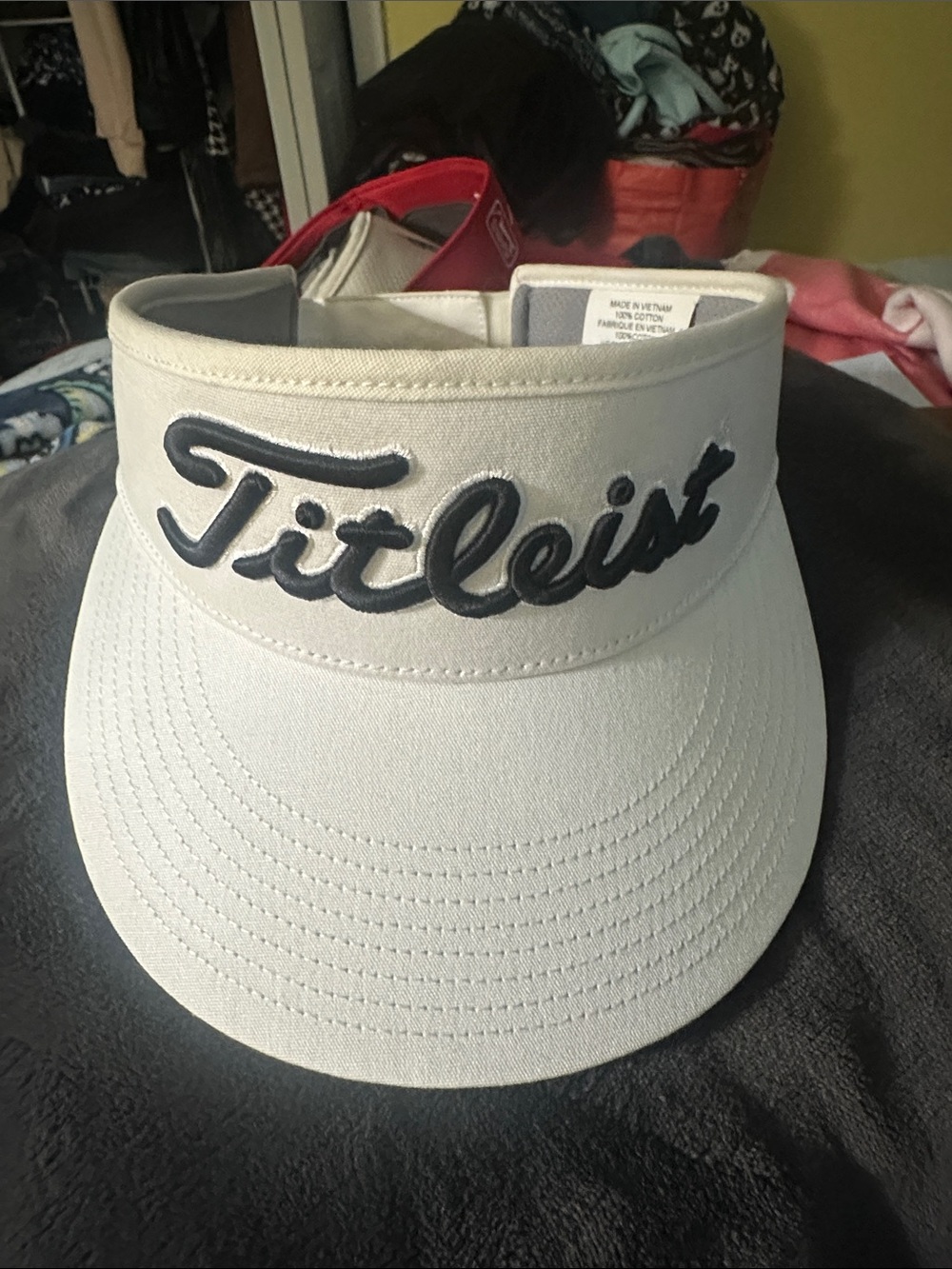 Titleist Cream Visor with Black Raised Logo
